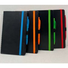 black diary with pen