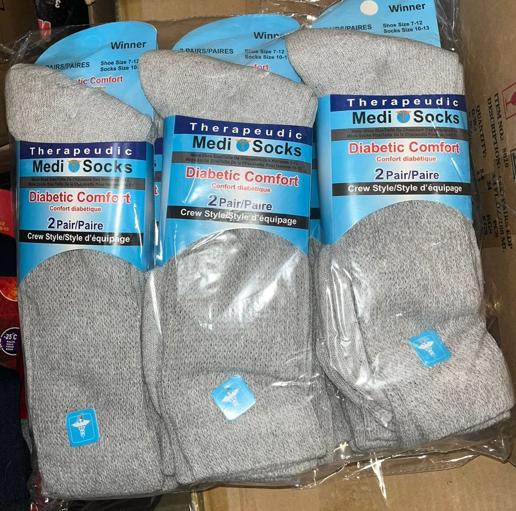 6 packs of 2 pairs men's gray diabetic socks