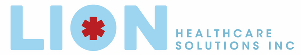 lion healthcare white and blue cropped logo