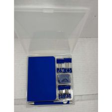 blue notebook with pins