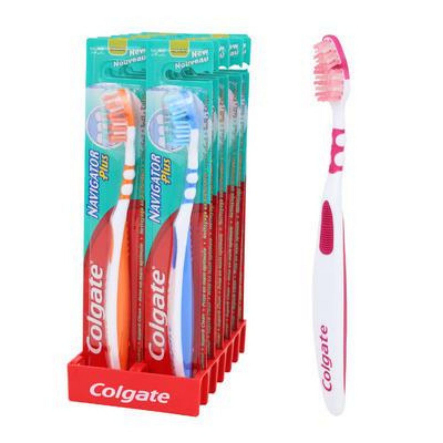 Colgate Navigator Plus Toothbrush (single) - Medium - pack of 12 - Lion Healthcare Solutions Inc