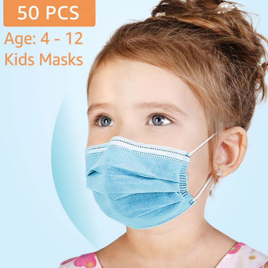 Kids 1 3-Ply masks (no designs) - 50 pcs/box
