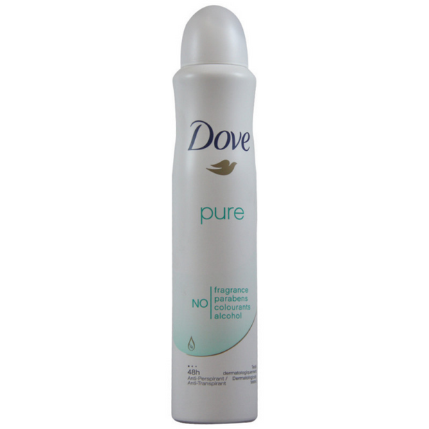 Dove Body Spray - Pure - 107g pack of 6