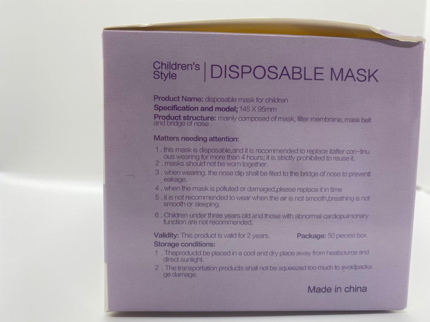 3-Ply non-medical kids masks (boys/girl/unisex) - 50 pcs/box