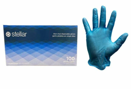 Blue Vinyl non-medical Gloves - All sizes (100 pcs/box)